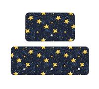 GVYGVY Tappetini da cucina antifatica per pavimento, 2 pezzi, con stampa di stelle nel cielo notturno, lavabili, antiscivolo, per ufficio, bagno, lavanderia, decorazione per la casa e accessori