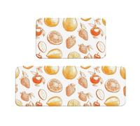 GVYGVY Tappetini da cucina antifatica per pavimento, 2 pezzi, con stampa gialla di frutta, lavabili, antiscivolo, per ufficio, bagno, lavanderia, decorazione per la casa e accessori