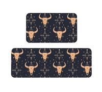 GVYGVY Tappetini da cucina antifatica per pavimento, 2 pezzi, con stampa vintage di pecora, con stampa blu, lavabili, antiscivolo, per ufficio, bagno, lavanderia, decorazione per la casa e accessori