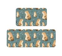 GVYGVY Tappetini da cucina antifatica per pavimento, 2 pezzi, motivo: Capybara, 1 stampa, lavabili, antiscivolo, per ufficio, bagno, lavanderia, decorazione per la casa e accessori