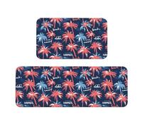 GVYGVY Tappetini da cucina antifatica per pavimento, 2 pezzi, stampa spiaggia estiva (A), lavabile, antiscivolo, per ufficio, bagno, lavanderia, decorazione per la casa e accessori