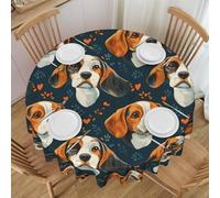 GVYGVY Tovaglia rotonda da 152 cm, con stampa di cuccioli di beagle, tovaglia rotonda per esterni, impermeabile, in tessuto protettivo per tavoli da 50-119 cm, per feste, cucina, fattoria
