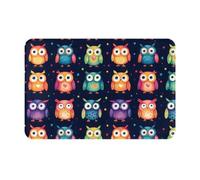 GVYGVY Zerbino per porta d'ingresso, per interni ed esterni, con stampa colorata con gufo in stile cartone animato, tappetino da cucina per pavimento, lavabile e sottile, adatto sotto la porta