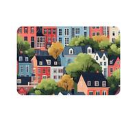GVYGVY Zerbino per porta d'ingresso, per interni ed esterni, con stampa di città dei cartoni animati, tappetino da cucina per pavimento, lavabile e sottile, adatto sotto la porta, tappetino da bagno