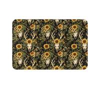 GVYGVY Zerbino per porta d'ingresso, per interni ed esterni, con stampa di girasoli e cervi e teschi, tappetino da cucina per pavimento, lavabile, sottile, adatto sotto la porta, tappetino da bagno