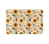 GVYGVY Zerbino per porta d'ingresso, per interni ed esterni, con stampa di girasoli e funghi, tappeto da cucina per pavimento, lavabile e sottile, adatto sotto la porta, tappetino da bagno per bagno