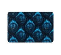 GVYGVY Zerbino per porta d'ingresso, per interni ed esterni, con stampa di leone e fiamme blu, tappetino da cucina per pavimento, lavabile e sottile, adatto sotto la porta, tappetino da bagno per