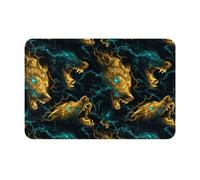 GVYGVY Zerbino per porta d'ingresso, per interni ed esterni, con stampa di lupi dorati, tappetino da cucina per pavimento, lavabile, sottile, adatto sotto la porta, tappetino da bagno per bagno, 40,6