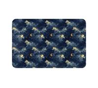 GVYGVY Zerbino per porta d'ingresso, per interni ed esterni, con stampa di lupi e cielo notturno, lavabile e sottile, adatto sotto la porta, tappetino da bagno per bagno, 40,6 x 61 cm