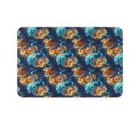 GVYGVY Zerbino per porta d'ingresso, per interni ed esterni, motivo tigre con fiamme rosse, blu, stampa tigre, tappeto da cucina, lavabile, sottile, adatto sotto la porta, tappetino da bagno per bagno