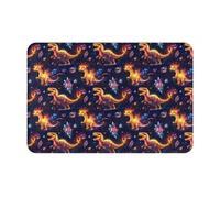 GVYGVY Zerbino per porta d'ingresso, per interni ed esterni, stampa di dinosauri e fiamme, tappeto da cucina per pavimento, lavabile e sottile, adatto sotto la porta, tappetino da bagno per bagno