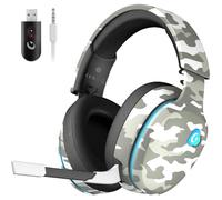 Cuffie Gaming PC, 2,4 GHz Cuffie Gaming per PC, PS4, PS5, Cuffie da Gaming Multisistema, Bluetooth 5.2, Wireless Cuffie con Microfono, Cancellazione Del Rumore con Filo, Cuffie Gaming Cablate