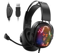 Gvyugke Cuffie Gaming Surround 7.1, Cuffie da Gioco per Pc, Laptop, Cuffie USB con Cavo per Microfono, Cuffie da Gioco con Luce RGB per Console PS4/PS5