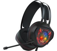 Gvyugke PS5 Headset, Gaming Headset für PC, Xbox Headset mit Mikrofon, Gaming Kopfhörer mit Kabel, dynamischem RGB-Licht, PS5 (Schwarz-Rot)