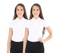 GW CLASSY OUTFIT 2 polo da ragazza (confezione da 2) a maniche corte per uniforme scolastica bianca per bambini in PE top 4-12 anni, 2 bianchi, 4-5 Anni