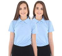 GW CLASSY OUTFIT 2 polo da ragazza (confezione da 2) a maniche corte per uniforme scolastica bianca per bambini in PE top 4-12 anni, 2 blu, 7-8 Anni