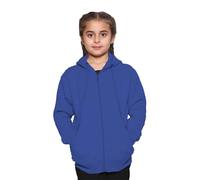 GW CLASSY OUTFIT Felpa con cappuccio unisex in pile con cerniera, per bambini, ragazze, ragazzi, felpa con cappuccio in PE, stile casual, alla moda, taglia 4-13 anni, Blu reale, 9-10 Years