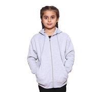 GW CLASSY OUTFIT Felpa con cappuccio unisex in pile con cerniera, per bambini, ragazze, ragazzi, felpa con cappuccio in PE, stile casual, alla moda, taglia 4-13 anni, H-grigio, 11-12 Years