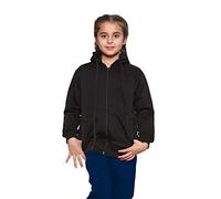 GW CLASSY OUTFIT Felpa con cappuccio unisex in pile con cerniera, per bambini, ragazze, ragazzi, felpa con cappuccio in PE, stile casual, alla moda, taglia 4-13 anni, Nero , 7-8 Years