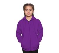 GW CLASSY OUTFIT Felpa con cappuccio unisex in pile con cerniera, per bambini, ragazze, ragazzi, felpa con cappuccio in PE, stile casual, alla moda, taglia 4-13 anni, Viola, 13-14 Years