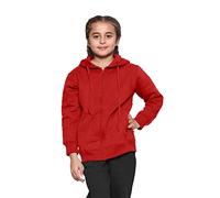 GW CLASSY OUTFIT Felpa con cappuccio unisex in pile con cerniera, per bambini, ragazze, ragazzi, felpa con cappuccio in PE, stile casual, alla moda, taglia 4-13 anni, Rosso, 7-8 Years