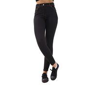 GW CLASSY OUTFIT Jeggings da donna in tinta unita, elasticizzati, effetto denim, leggings da donna, taglia 40-48, Jeggings neri, 40-42