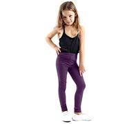 GW CLASSY OUTFIT Leggings neri a lunghezza intera, per bambine, tinta unita, per la scuola, 3/4, leggings bianchi, pantaloni natalizi, scuola di danza, bambini 4-13 anni, Viola, 9-10 Anni