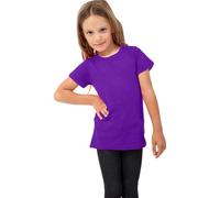 GW CLASSY OUTFIT Maglietta a maniche corte per bambini, tinta unita, girocollo, casual, per la scuola, taglia 3-14 anni, Viola, 11-12 Anni