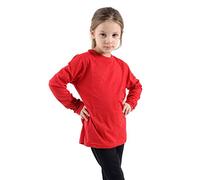 GW CLASSY OUTFIT Maglietta a maniche lunghe per bambini e ragazze, tinta unita, maglietta basic per la scuola per bambini, maglietta a girocollo uniforme maglione taglia UK, Rosso, 13-14 Years