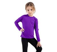 GW CLASSY OUTFIT Maglietta a maniche lunghe per bambini e ragazze, tinta unita, maglietta basic per la scuola per bambini, maglietta a girocollo uniforme maglione taglia UK, Viola, 7-8 Years