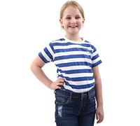 GW CLASSY OUTFIT Maglietta a righe per bambini, ragazzi e ragazze, in polietilene, a maniche corte, a righe, per la settimana del libro, stile casual, Blu & Bianco A Righe, 7-8 Anni