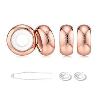 GW Distanziatore Gomma Stopper Charms Bead in Argento Sterling 925 2 Pezzi per Bracciale europeo Bracciale serpente (4x Oro rosa)