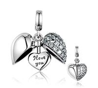 GW Love Charm Bead Lady Argento Sterling 925 Adatto per Collana Bracciale (Bianco-I Love You)