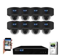 GW Security 8 Megapixel (3840x2160) H.265+ IP NVR Camera System con UHD 4K 2.8-12mm Varifocal PoE HD, riconoscimento facciale, analisi intelligenza, Dome Camera System, 8 Camera System