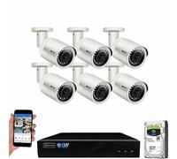 GW Security Sistema di telecamere di sicurezza audio e video PoE a 8 canali 4K NVR 5MP - sei telecamere bullet da 5 MP 1920P resistenti alle intemperie, microfono integrato, codice QR rapido facile da