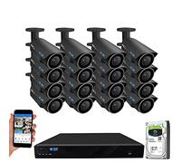 GW Security VDW16CH12C1361IP - Sistema di telecamere di sicurezza IP NVR HD a 16 canali, 1080P, con 12 telecamere 960P, zoom varifocale da 2,8-12 mm e HDD da 4 TB