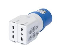 GW64211 Gewiss Adattatore Da Industriale a Civile IP44 - Spina 2P+T 16A 230V ac 50/60HZ - 2 Prese 2P+T 10/16A Bivalenti (P17/11)