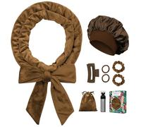 Gwabee Bigodino per capelli senza calore, 177,8 cm, morbidi bigodini per dormire senza calore durante la notte, 9 bigodini senza calore, set da donna - marrone dorato