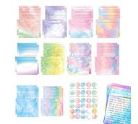 GWAEPU 160 pezzi di carta da lettere ad acquerello con busta: set di carta da lettere con carta da lettere a righe, formato A5 e 60 adesivi per lettere d'amore, lettere, inviti, biglietti di auguri