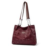 GwaOery Borsa tote da donna a tracolla di grande capacità con catena in ecopelle PU per scuola, lavoro, shopping, borsa di grande capacità con cerniera e tasca interna, Rosso, medium