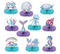 GWAWG 10 decorazioni di compleanno a forma di sirena per ragazze, decorazioni per feste a forma di sirena sotto il mare per ragazze, centrotavola a nido d'ape per baby shower, decorazioni da tavolo