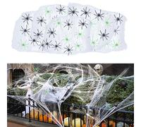 GWAWG 100g Ragnatele Decorazioni di Halloween, Decorazione Ragnatela con 40Pcs Ragni Finti, Elastico Finta Ragnatela, Ragnatela di Halloween, Ragnatela Bianca per Spaventose Decorazioni di Halloween