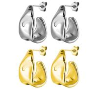 GWAWG 2 paia di orecchini da donna,Grande orecchino argento,Orecchini a cerchio placcati,Orecchini pendenti a forma di carati,Orecchini spessi placcati da donna, Taglia unica, Plastica, 0
