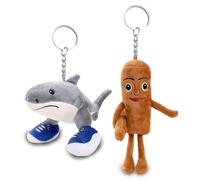 GWAWG 2 Pezzi Peluche Italian Brainrot, Cute Squalo e Tung Tung Tung Sahur Peluche, Portachiavi per Bambini, Gioco Immaginativo, Regalo Divertente