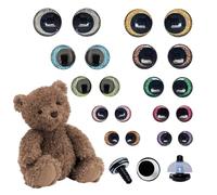 GWAWG 20 Eyes Glitter Eyes for Crochet Animals, 12-20 mm Safety Eyes for Amigurumi, Colourful Safety Eyes for Crochet Animals, 3D Plastic Craft Eyes for Stuffed Animals, DIY Bear Doll Crochet Toys