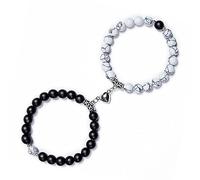 GWAWG 2pcs Magnetic Couple Bracelet, corrispondenti braccialetti per coppie Pietra Naturale Bead Bracelet per i migliori amici Boyfriends e Girlfriends lover San Valentino Regali