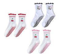 GWAWG 3 paia di calzini da pilates da donna, calzini antiscivolo da yoga, per danza, danza, reformer, pilates, calzini in cotone antiscivolo con motivi