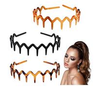 GWAWG 3 Pezzi Cerchietto Capelli Donna Zig Zag Headband Cerchietto Capelli Ricci per Donne Ragazze Uomini 3 Colori