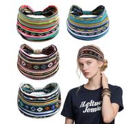 GWAWG 4 fasce alla moda da donna, fasce larghe morbide boho con fiocco elastici, fascia antica larga per capelli da donna, per corsa, yoga, fitness, fiore di luna.