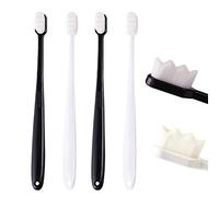 GWAWG 4-PCS Nero, Bianco Morbido Micro Nano Spazzolino Manuale Ultra Morbido Setola Spazzolino Da Denti Micro Nano 10.000 Setole per Adulti o Bambino Sensibile Gum Pulizia Profonda